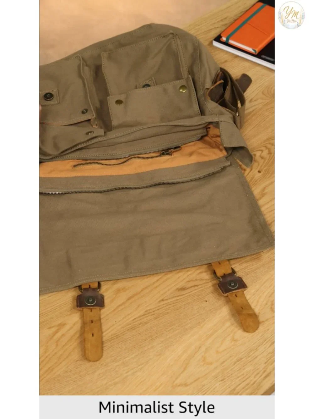 Vintage Canvas Leather Messenger Bag with Laptop Compartment